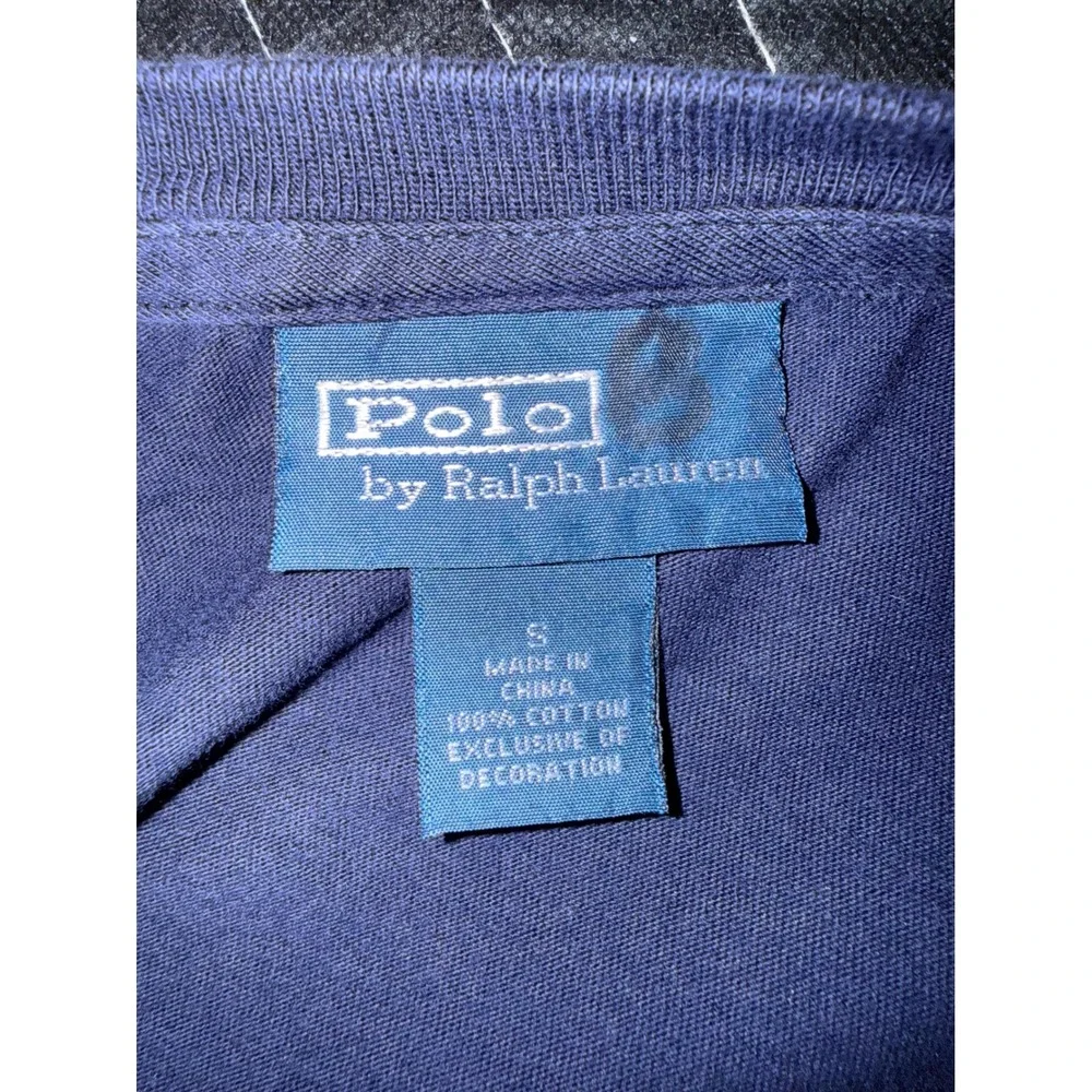 Polo Ralph Lauren Long Sleeve T-Shirt Mens Small Navy Blue Red Pony Logo Cotton